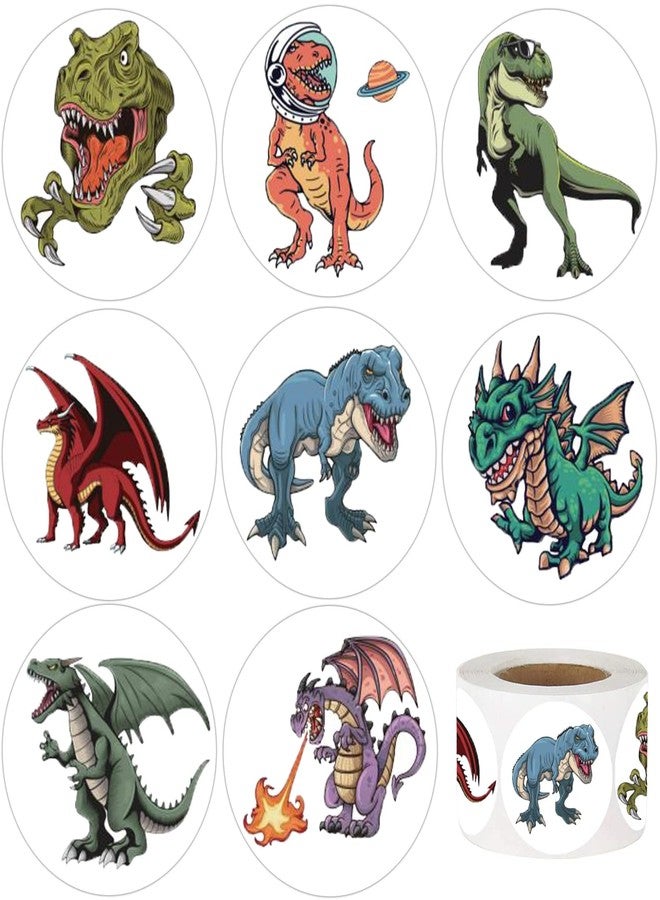 Hohamn 600Pcs Dinosaur Stickers for Kids 1.5 Inch Dragon Reward Stickers for Students Teachers Classroom Stickers Birthday Party Supplies Favors - Image 1