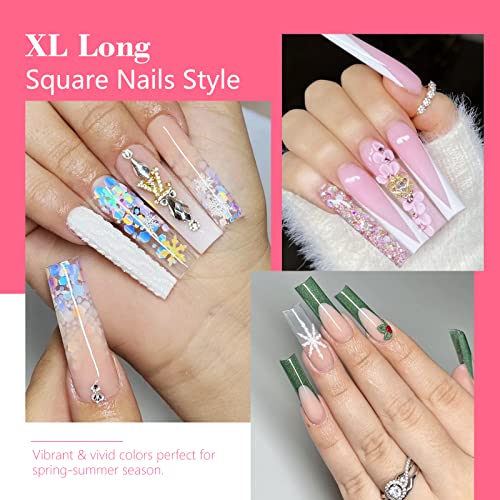 Lionvison Square Nail Tips NO C Curve, XL Clear Nail Tip for Acrylic Nails Professional, Long Nail Tips Straight Flat Pre Shaped Half Cover False Nails French Tips for Nail Salon Home DIY, 12 Sizes - Image 2