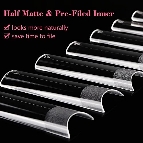 Lionvison Square Nail Tips NO C Curve, XL Clear Nail Tip for Acrylic Nails Professional, Long Nail Tips Straight Flat Pre Shaped Half Cover False Nails French Tips for Nail Salon Home DIY, 12 Sizes - Image 5