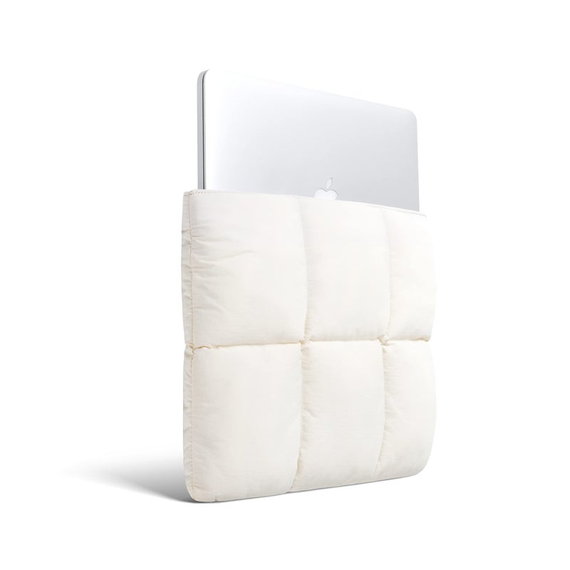 Comfyable Puffy Laptop Sleeve 15 16 Inch, Quilted Puffer Laptop Carrying Case for Women, Pillow Pouch Compatible for MacBook Air M5 & MacBook Pro M5 Pro/Max 2026, Rice - Image 4