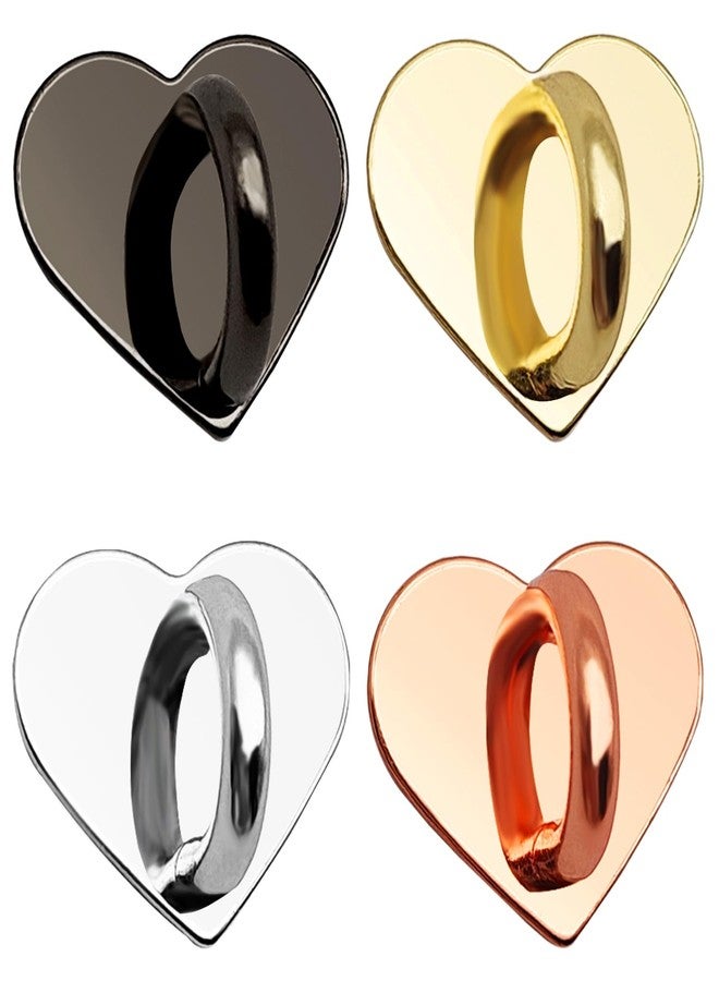IOUALEY 4 Pcs Phone Charm Hooks, Adhesive Metal Cell Phone Finger Grip Loops Stand, Heart Grip Rings Charm Holder, for DIY Cellphone Case Tablets Hanging Supplies(Black, Silver, Gold, Rose Gold) - Image 1