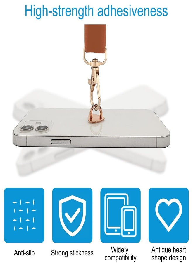 IOUALEY 4 Pcs Phone Charm Hooks, Adhesive Metal Cell Phone Finger Grip Loops Stand, Heart Grip Rings Charm Holder, for DIY Cellphone Case Tablets Hanging Supplies(Black, Silver, Gold, Rose Gold) - Image 5
