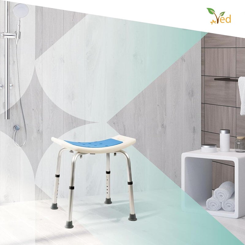 VED Adjustable Non-Slip Shower Stool – Lightweight Rust-Free Aluminium Bath Chair for Elderly, Disabled, Pregnancy, Post Surgery, 14.96 to 20.07 inch (38 to 51 cm) - Image 3