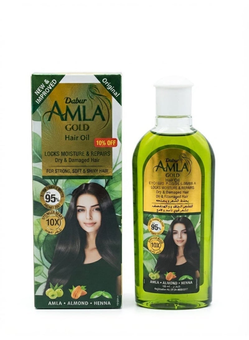 Dabur Amla Hair Oil - Gold  - 180 Ml (Packaging may vary) - Image 1
