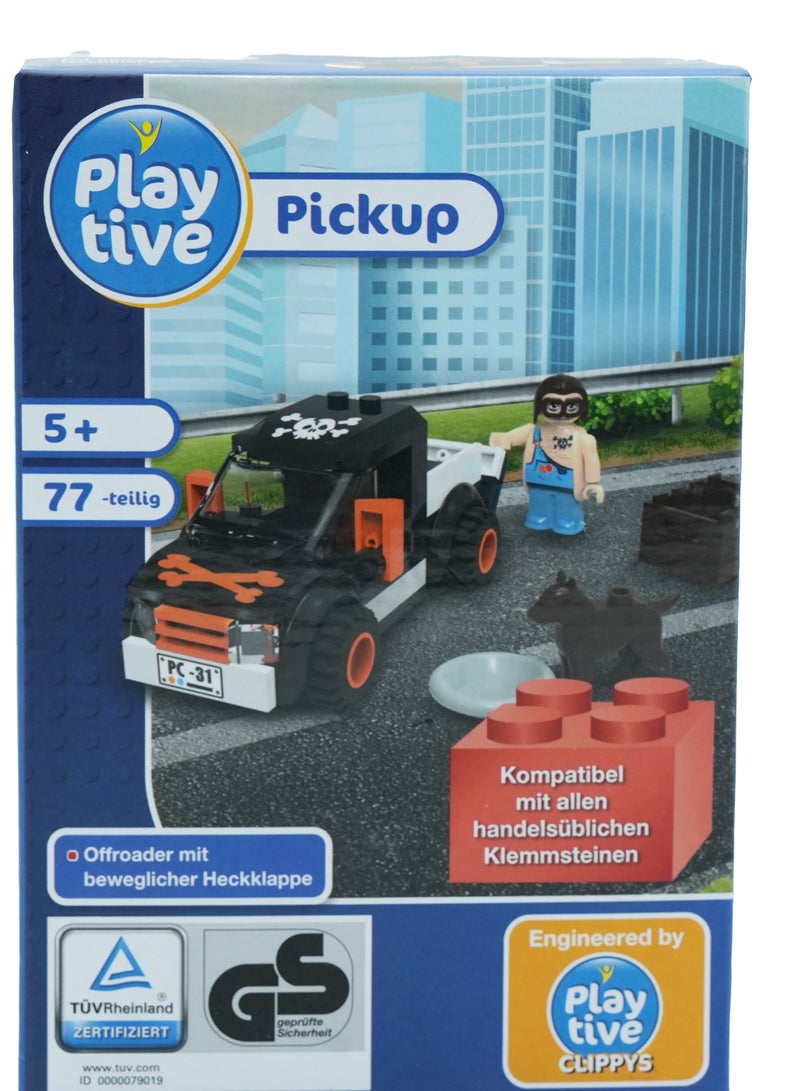 Playtive Pickup Building Set , 77 Piece Off Road Truck with Working Tailgate and Driver Mini Figure , Compatible with All Standard Building Bricks , Ideal for Kids Age 5+  Promotes Creativity, Motor Skills & STEM Learning , TÜV Rheinland Certified toy - Image 5