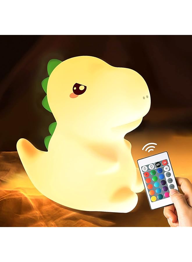 The Bros Kids Night Light, Silicone Nursery Night Light for Kids Room Dinosaur Room Decor, Color Changing Dinosaur Lamp Toddler Baby Boy Night Light Bedroom Dinosaur Decor Stuff, Cute Dinosaur Gift - Image 1