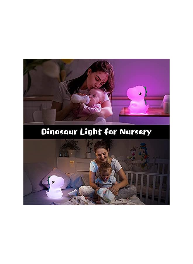 The Bros Kids Night Light, Silicone Nursery Night Light for Kids Room Dinosaur Room Decor, Color Changing Dinosaur Lamp Toddler Baby Boy Night Light Bedroom Dinosaur Decor Stuff, Cute Dinosaur Gift - Image 5