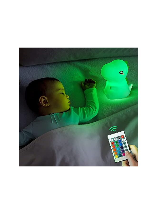 The Bros Kids Night Light, Silicone Nursery Night Light for Kids Room Dinosaur Room Decor, Color Changing Dinosaur Lamp Toddler Baby Boy Night Light Bedroom Dinosaur Decor Stuff, Cute Dinosaur Gift - Image 3