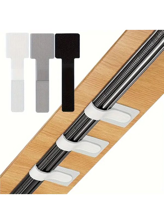 White 30PCS Heavy Duty Self Adhesive Cable Ties Black Gray White Nylon Zip Ties For Desktop Cable Management Wire Organizer Straps - Image 2