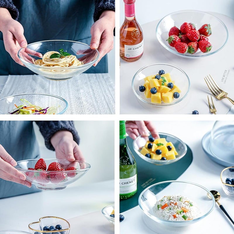FOYO Small Round Clear Glass Bowls  10 oz Decorative Kitchen Bowls 6 Inch Set of 3 - Image 5