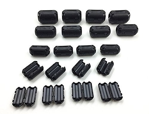 FORSUN 20 Pcs Snap on Ferrite Core Cord Ring RFI EMI Noise Filter Suppressor Cable Clip for 3.5mm/5mm/7mm/9mm/13mm Diameter Cable, Black - Image 1