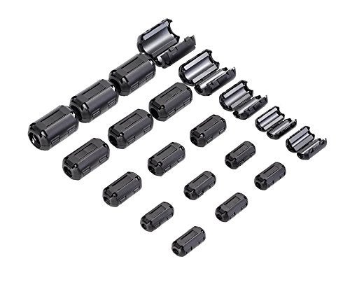 FORSUN 20 Pcs Snap on Ferrite Core Cord Ring RFI EMI Noise Filter Suppressor Cable Clip for 3.5mm/5mm/7mm/9mm/13mm Diameter Cable, Black - Image 2