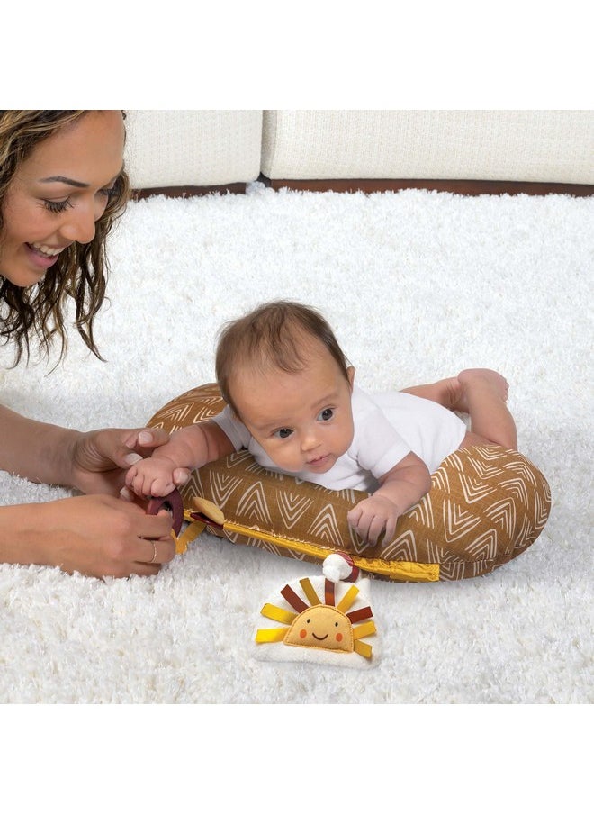 boppy - Boppy Tummy Time Prop, Golden Sun with Arrows with Two Removable Toys, A Smaller Size for Comfortable Tummy Time, Attached Toys Encourage Neck and Shoulder Strength Building - Image 1