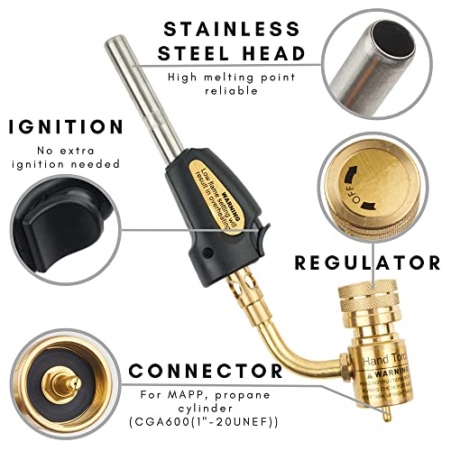 Cybring Self-Ignition Stainless Steel Head MAPP Gas Torch 360° Swivel For Soldering, brazing - Image 2