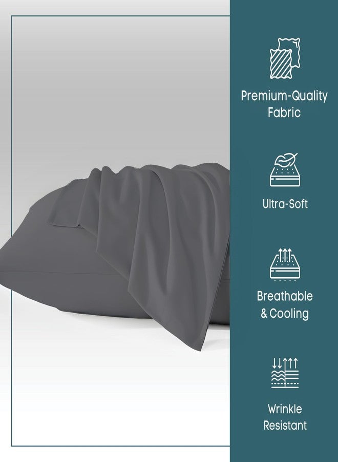 Micropuff Standard Size Pillow Cases Open Enclosure - 2 Pack - Soft and Breathable Hypoallergenic Pillow Cover. Pillowcase Protects Against Stains, Spills, and Perspiration. (Dark Grey; 20x30) - Image 3