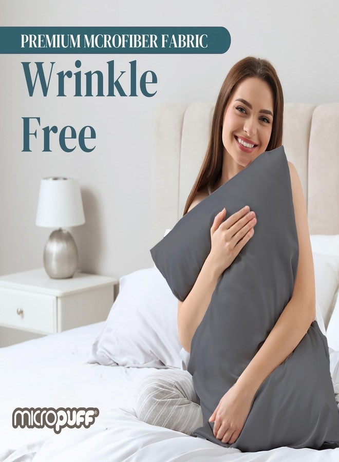 Micropuff Standard Size Pillow Cases Open Enclosure - 2 Pack - Soft and Breathable Hypoallergenic Pillow Cover. Pillowcase Protects Against Stains, Spills, and Perspiration. (Dark Grey; 20x30) - Image 5