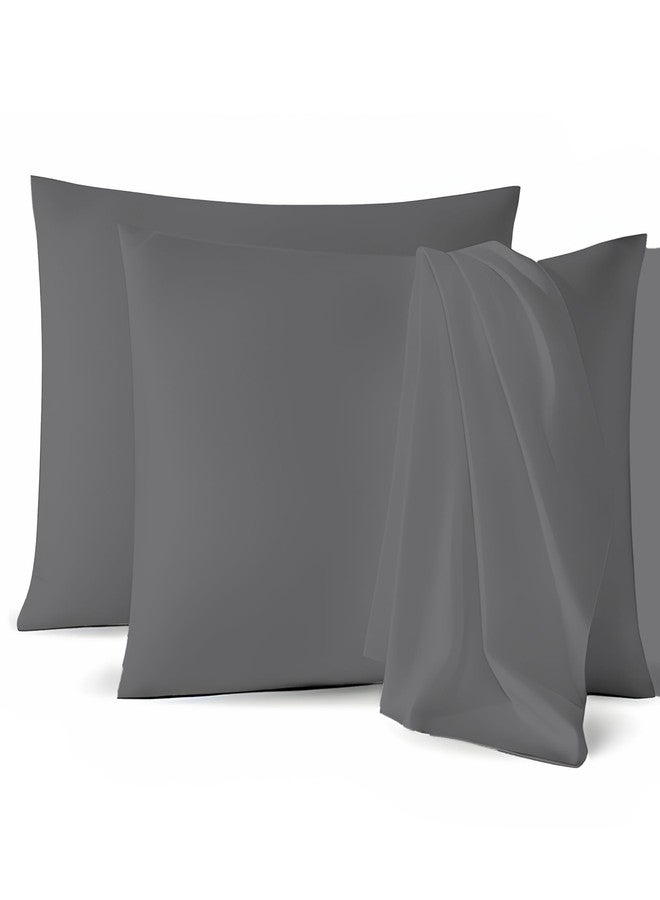 Micropuff Standard Size Pillow Cases Open Enclosure - 2 Pack - Soft and Breathable Hypoallergenic Pillow Cover. Pillowcase Protects Against Stains, Spills, and Perspiration. (Dark Grey; 20x30) - Image 1