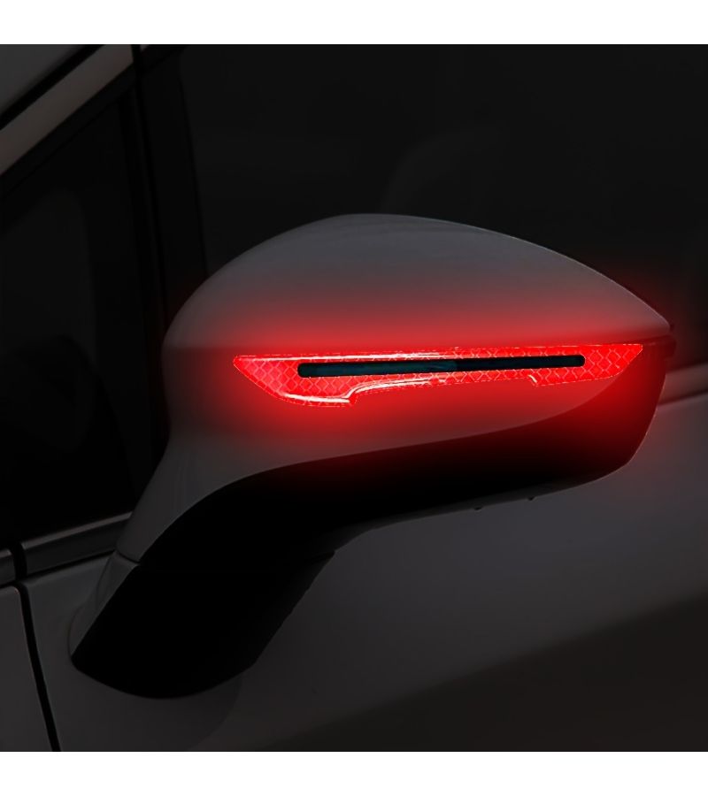 6pcs Front Side White Car Reflective Stickers And 2pcs Carbon Fiber Rearview Mirror Decorative Protective Stickers Creative Car Accessories - Image 3