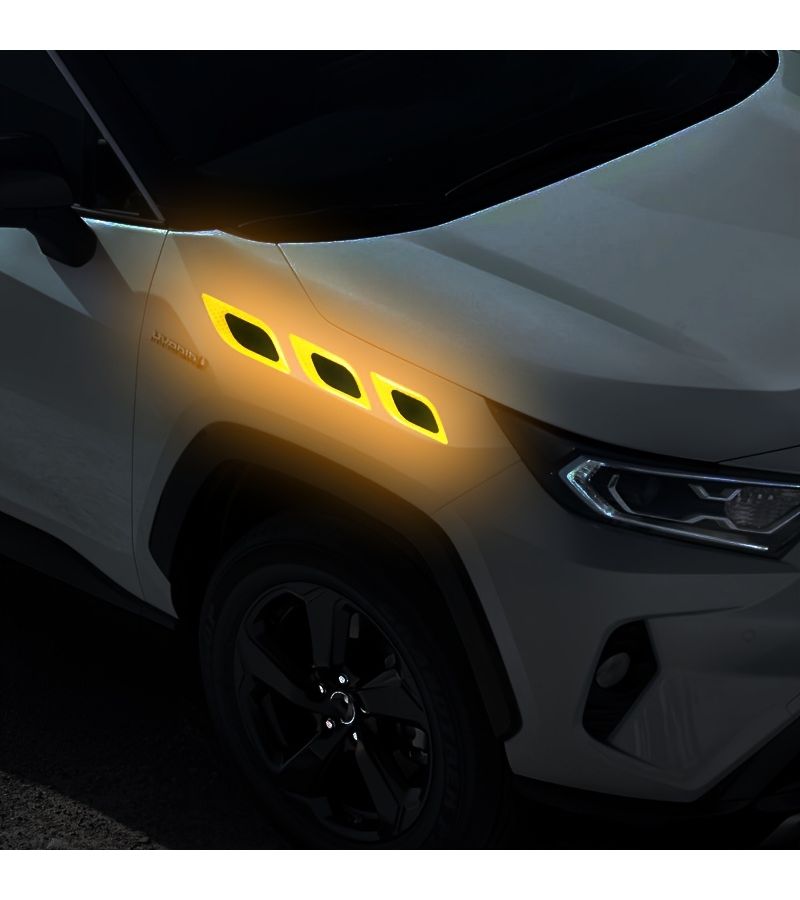 6pcs Front Side White Car Reflective Stickers And 2pcs Carbon Fiber Rearview Mirror Decorative Protective Stickers Creative Car Accessories - Image 5