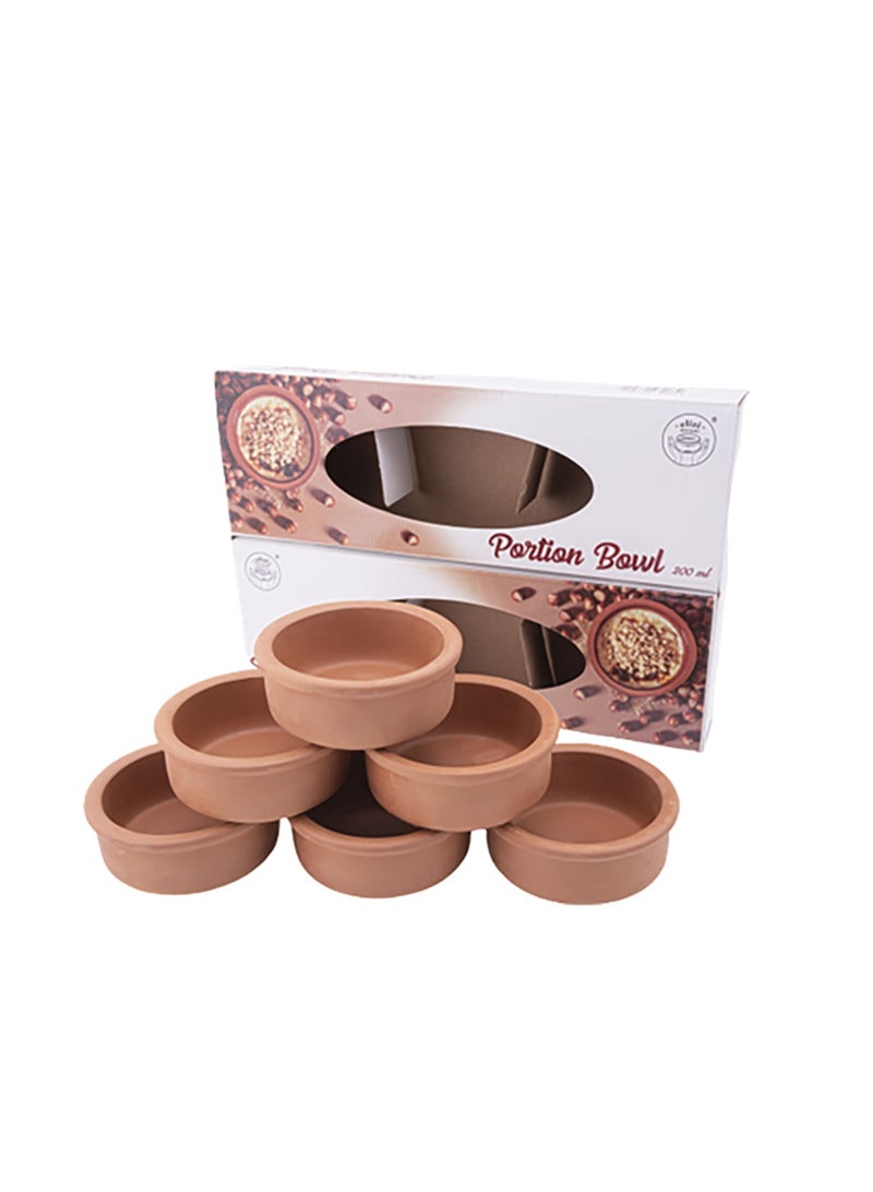 Elizi 6-Piece High-Temperature Resistant Round Shaped Portion Clay Bowl Set Brown 200ml - Image 2