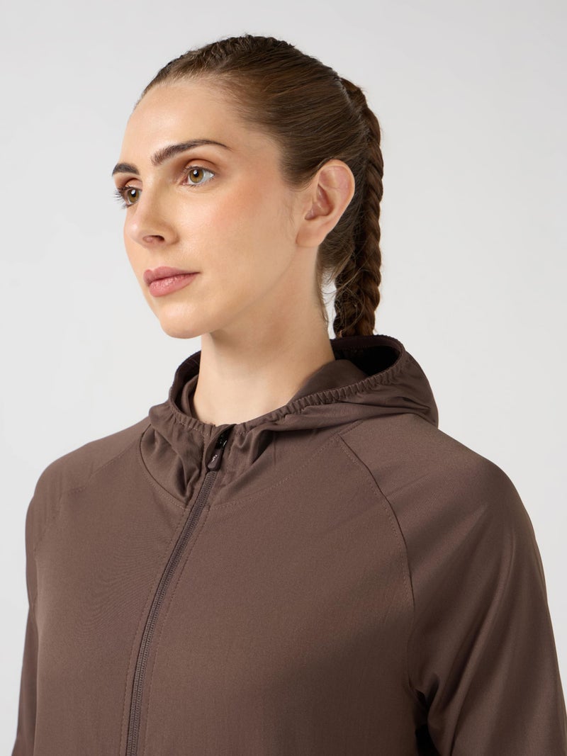 TECHNOSPORT Women's Regular Fit Solid Hooded Neck Jacket With Ts Flexi technology for Sports, Gym & Regular Use - (MJWM16UGY_Ultimate Grey_L) - Image 3