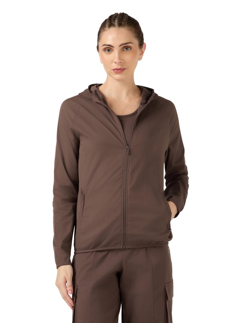 TECHNOSPORT Women's Regular Fit Solid Hooded Neck Jacket With Ts Flexi technology for Sports, Gym & Regular Use - (MJWM16UGY_Ultimate Grey_L) - Image 1