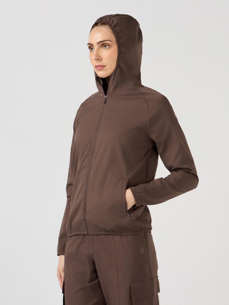 TECHNOSPORT Women's Regular Fit Solid Hooded Neck Jacket With Ts Flexi technology for Sports, Gym & Regular Use - (MJWM16UGY_Ultimate Grey_L) - Image 4