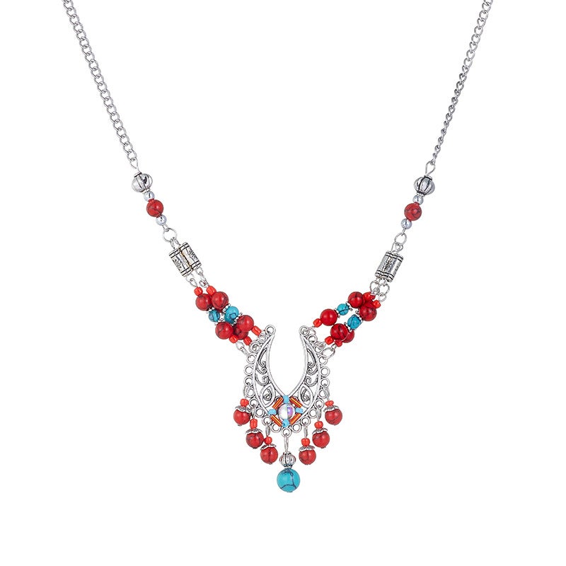 Generic Vintage Ethnic Hair Accessory Pendant Red (headwear necklace Universal)