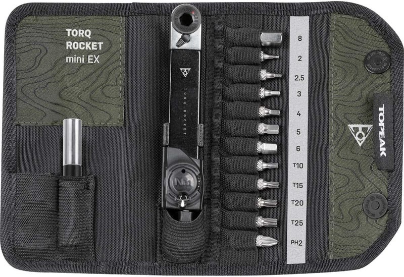 Topeak Torq Rocket Mini Ex, Compact, easy to use Compact Cycle 2-10Nm Torque Wrench Set including Allen and Torx bits and Case - Image 1