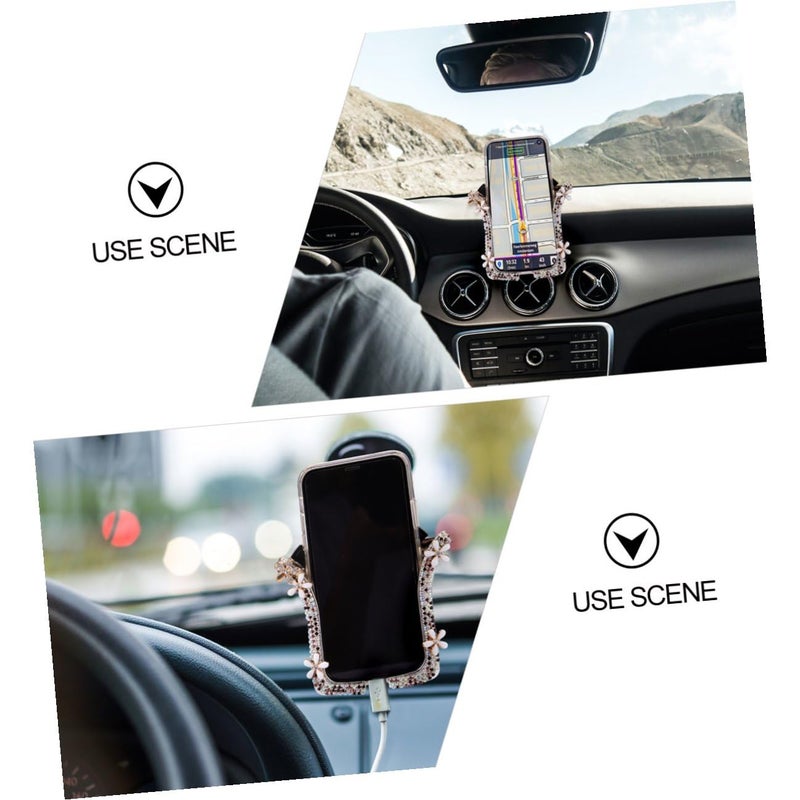 Purple Rhinestone Car Phone Holder Vent Mount U Shaped Balanced Bracket - Image 4