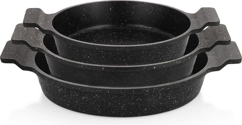 شافر Trio Cast Iron Pan Set 3 Pieces Black 3 Pieces