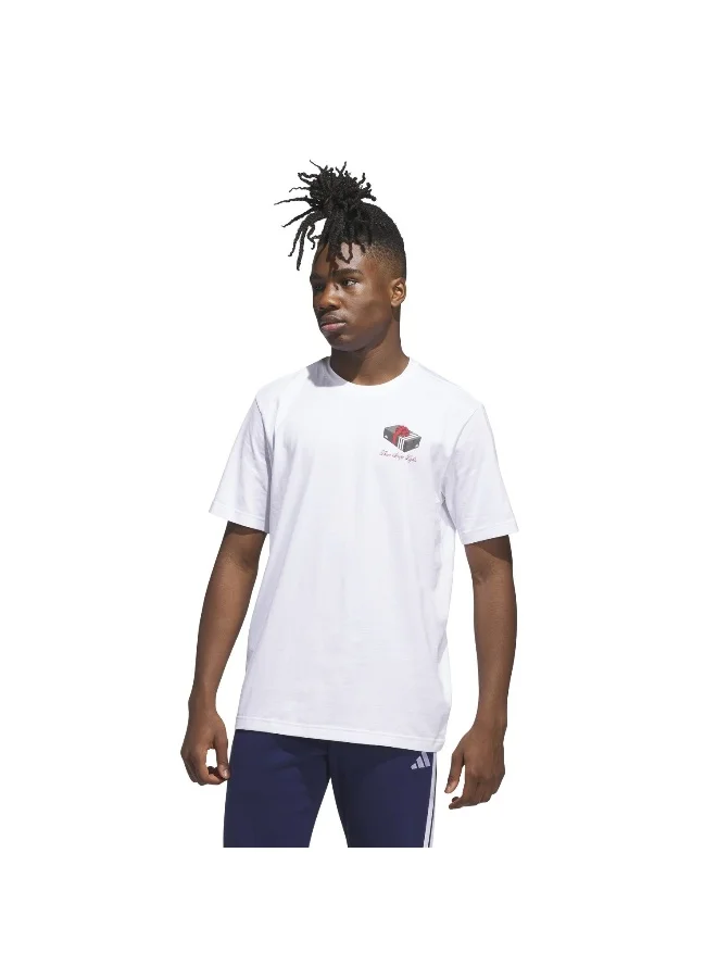 Adidas Adidas M Hldy Gftbox T White Graphic Tee (Short Sleeve) T-Shirts For Men