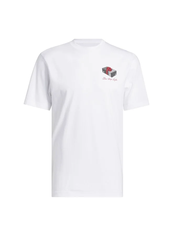 Adidas Adidas M Hldy Gftbox T White Graphic Tee (Short Sleeve) T-Shirts For Men