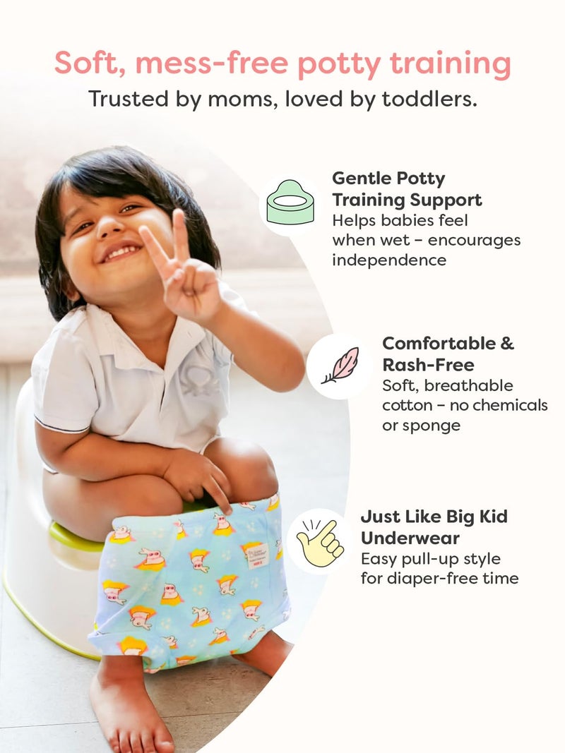 superbottoms Padded Underwear for Babies & Toddlers (9-12 Months), 3 Layers of Premium Cotton & DryFeel Layer, Ideal for Diaper-Free Time & Mess-Free Potty Training Pants, Pack of 6 - Image 3