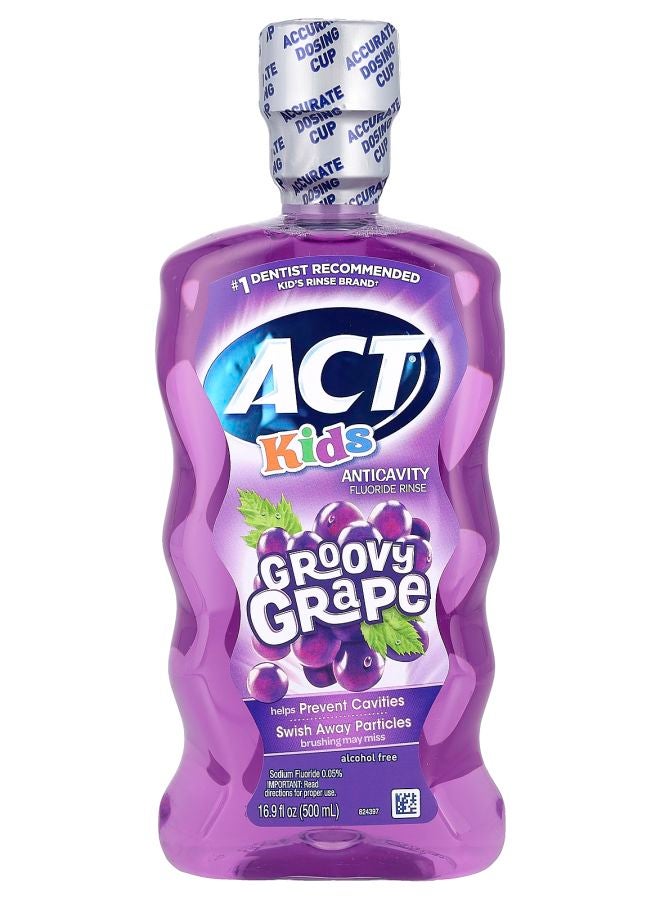 ACT Kid's Anticavity Fluoride Rinse Alcohol Free Groovy Grape 16.9 fl oz (500 ml)