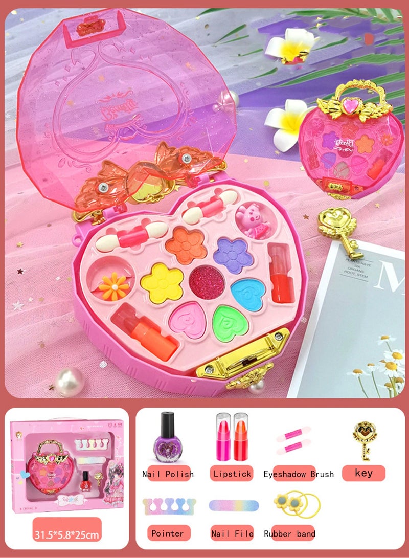 Heart Lock Beauty Box, Girl Children'S Set, Washable Non-Toxic Children'S Makeup Toys, Dress Up Games, Holiday Gifts, Suitable For 4 Years Old And Above - Image 2