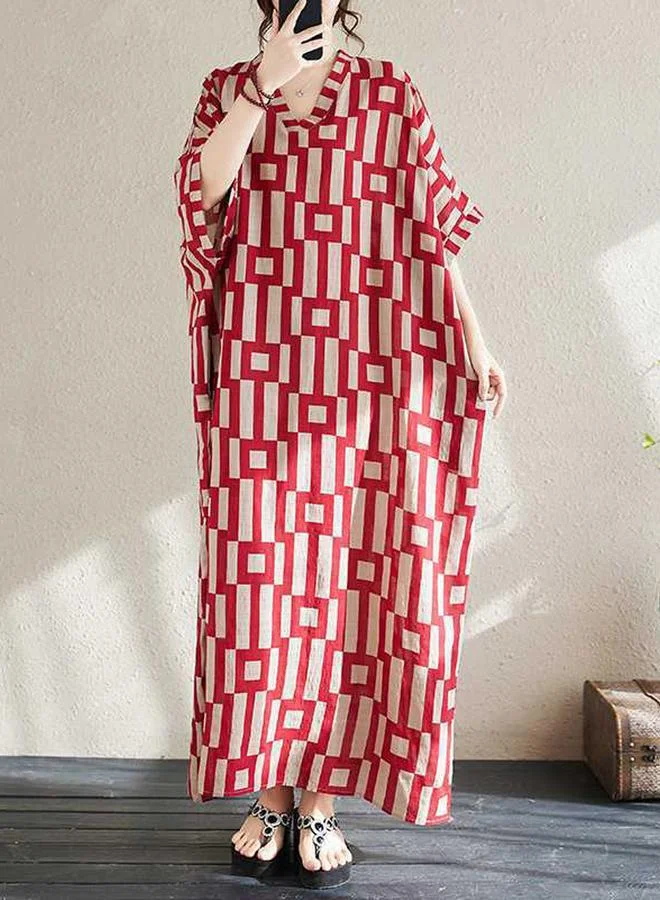 Take Two Take Two Women Geometric Print V Neck Short Sleeve Kaftan