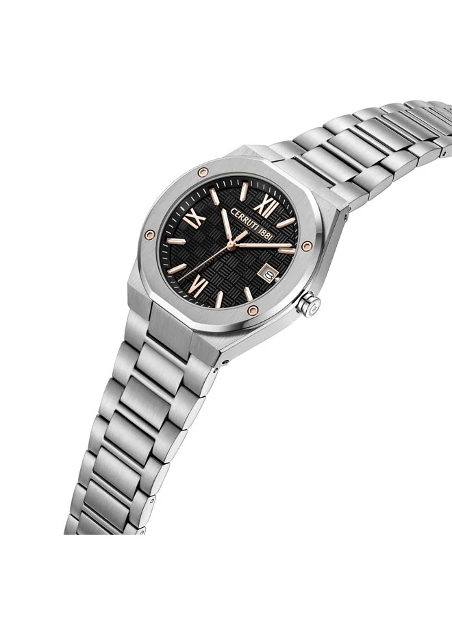 شيروتي 1881 Lecco Black Dial, Stainless Steel Bracelet, Analog Watch for Men, 42mm