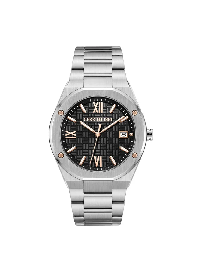 Lecco Black Dial, Stainless Steel Bracelet, Analog Watch for Men, 42mm