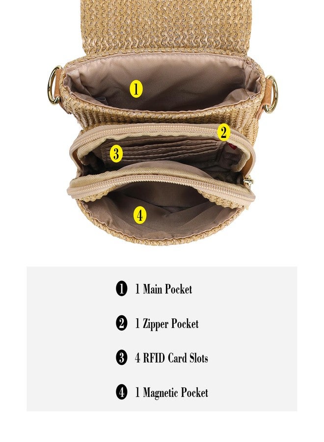Haytijoe RFID Straw Crossbody Bag for Women 2025 Small Raffia Cell Phone Purse with Card Slots Crossbody Wallet for Travel - Image 4