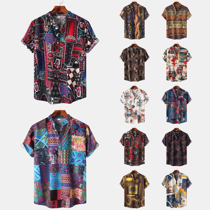 Men'S Short-Sleeved Shirt 2025 Plus Size Casual Hawaiian Printed Shirt Men'S Men'S Clothing - Image 2