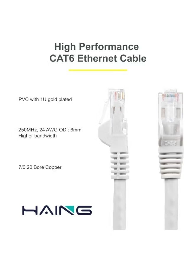 هينغ كابل إيثرنت عالي السرعة من نوع UTP CAT6 من هاينغ - 5 أمتار - أبيض - Image 1