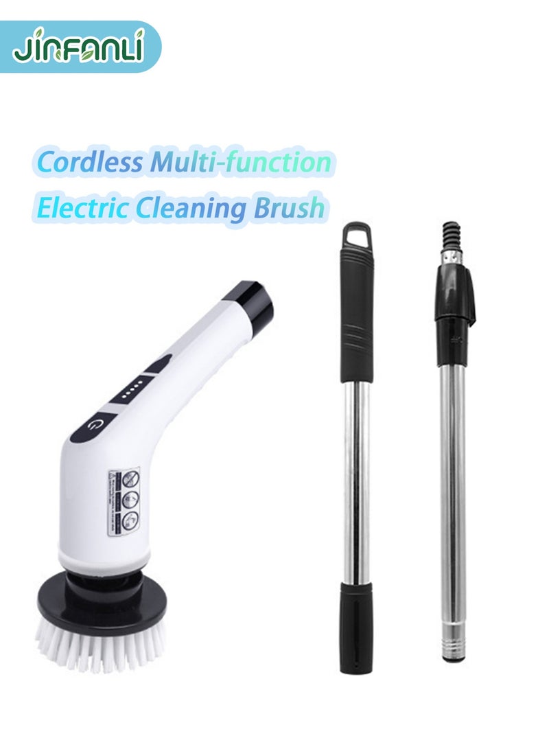 JINFANLI Electric Spin Scrubber, Household Cleaning Brush Scrubber, 400RPM/Minute - 9 Replaceable Brush Heads - 90 Minutes of Working Time, Adjustable Size, 2 Adjustable Speeds, for Bathroom Showers (White) - Image 4