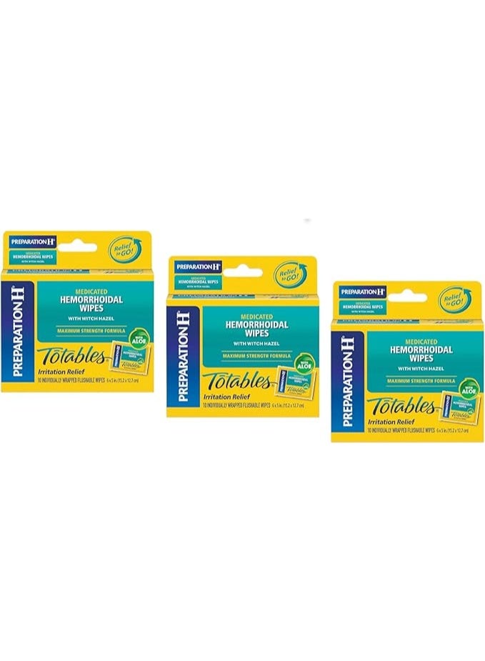 Preparation H Totables Irritation Relief Wipes 10 Each (Pack of 3)