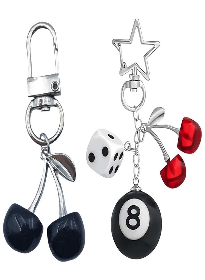 BharatBazaar 2PCS Aesthetic Keychain, 8 Ball Keyring for Men and Women, Cute Key Chain for Backpack Decor, Car Interior Embellishment, Creative Gift Idea, Bag Accessories Charm - Image 1