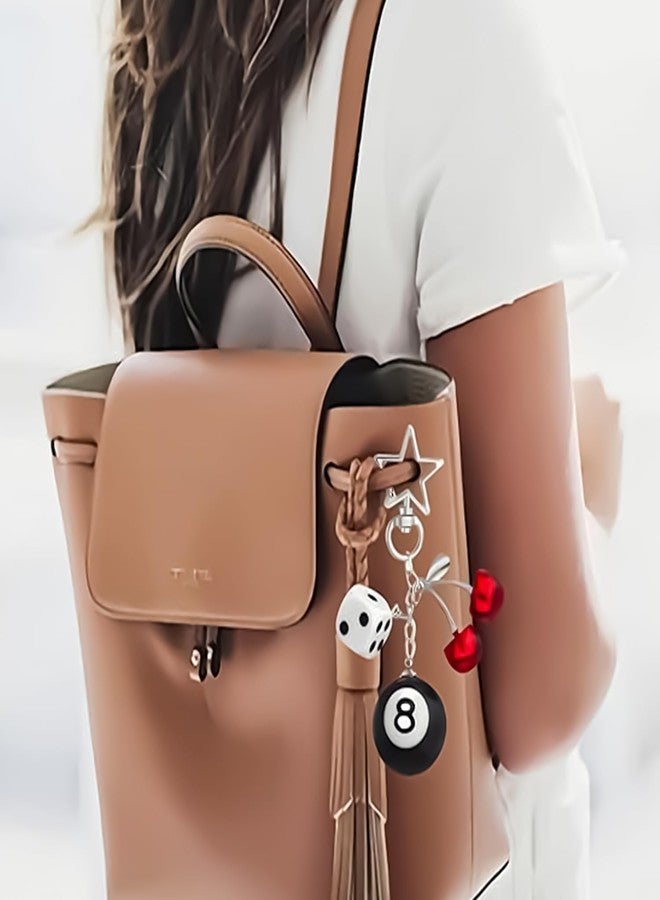 BharatBazaar 2PCS Aesthetic Keychain, 8 Ball Keyring for Men and Women, Cute Key Chain for Backpack Decor, Car Interior Embellishment, Creative Gift Idea, Bag Accessories Charm - Image 3
