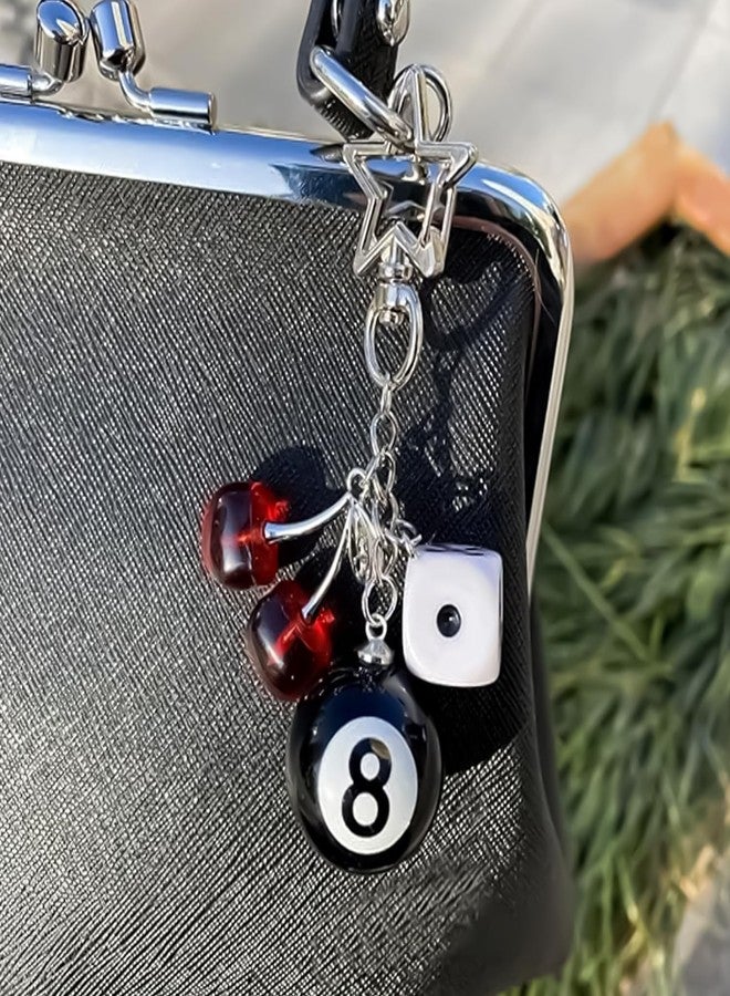 BharatBazaar 2PCS Aesthetic Keychain, 8 Ball Keyring for Men and Women, Cute Key Chain for Backpack Decor, Car Interior Embellishment, Creative Gift Idea, Bag Accessories Charm - Image 4