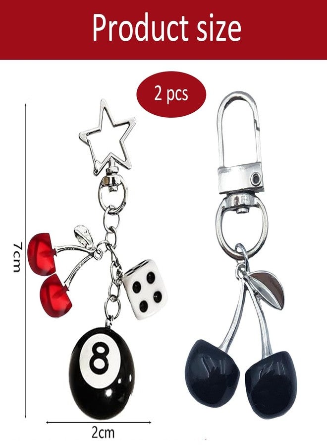 BharatBazaar 2PCS Aesthetic Keychain, 8 Ball Keyring for Men and Women, Cute Key Chain for Backpack Decor, Car Interior Embellishment, Creative Gift Idea, Bag Accessories Charm - Image 2