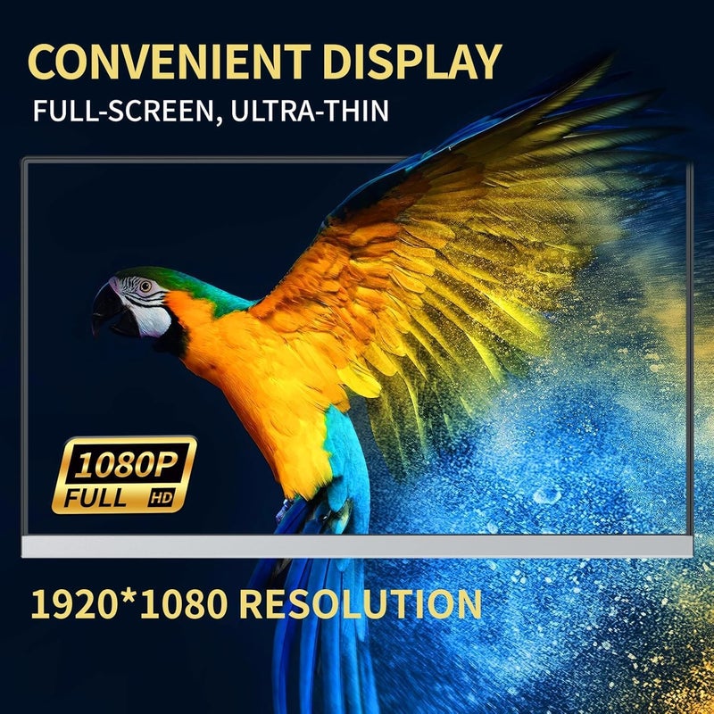 ڤي2كوم شاشة المحمولة 15.6 بوصة FHD 1080P IPS 1920×1080 مع منفذ Type C/Mini HDMI ومكبرات صوت وغطاء PU، متوافقة مع الكمبيوتر الشخصي واللابتوب وماك بوك وإكس بوكس - Image 2