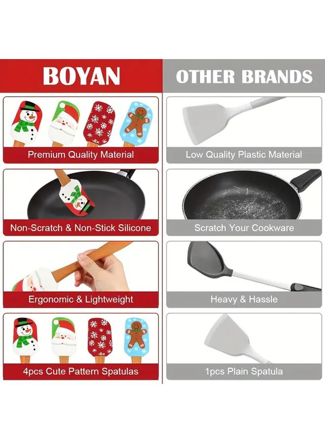 Christmas Baking Shovel Style 4 Silicone With Wooden Handle Kitchen Utensil Decor Gift - Image 5